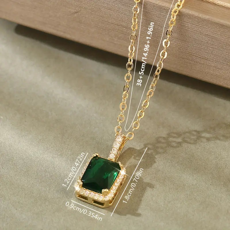 Arany Smaragd Rectangular Glória Nyaklánc