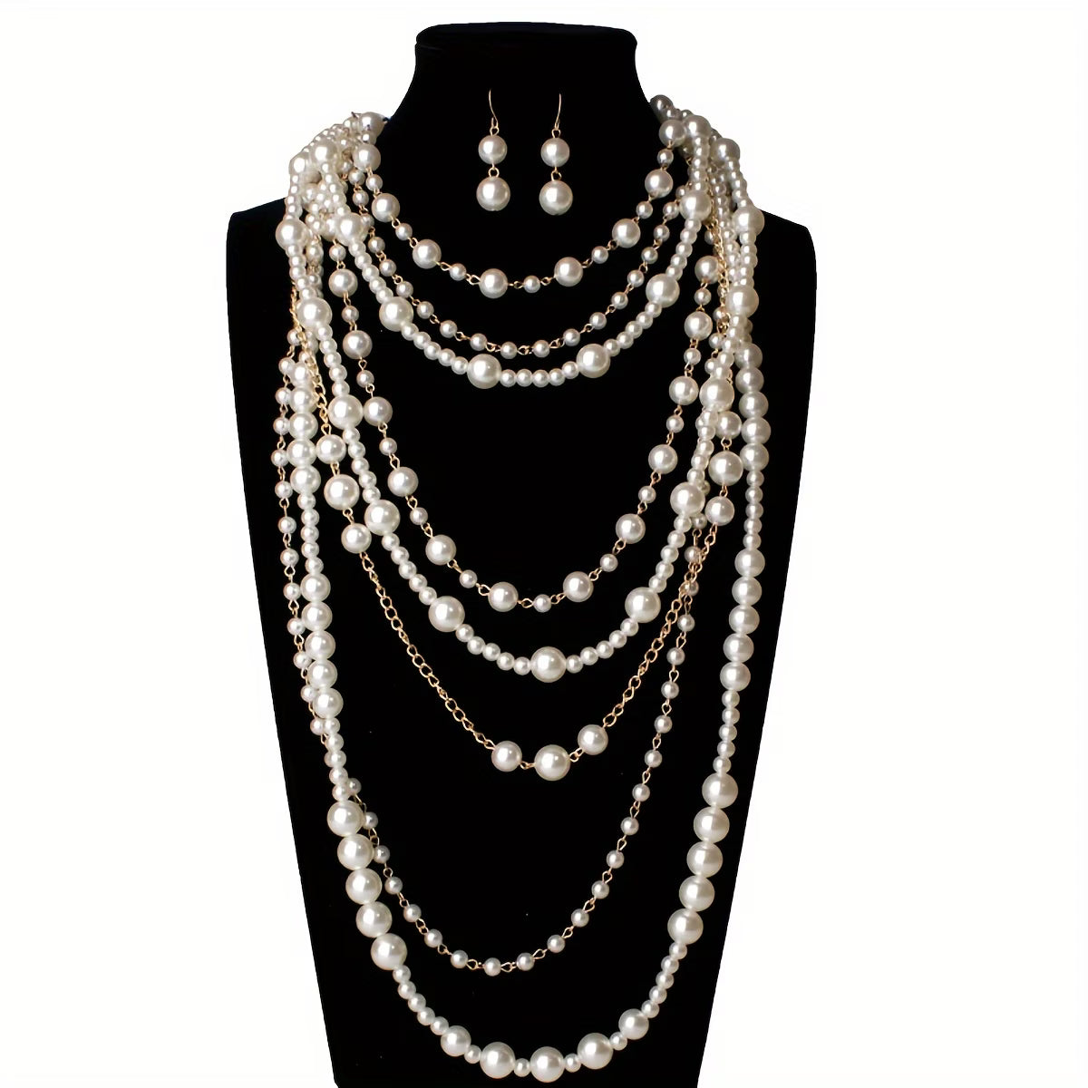 Boho Multi-Layered Gyöngy Statement Készlet