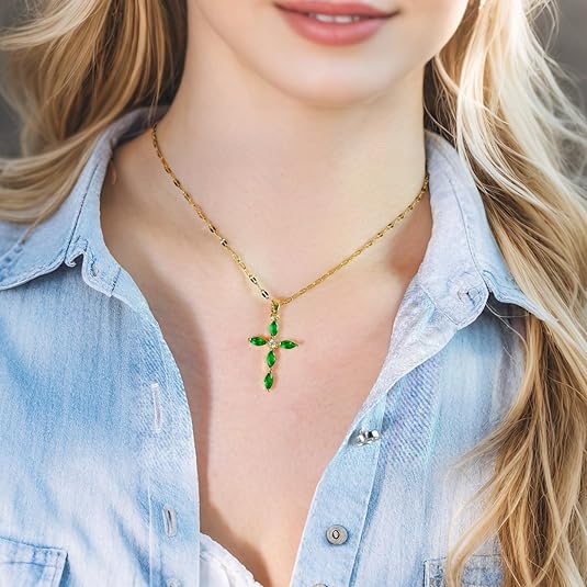 Smaragd Cross Nyaklánc | Arany