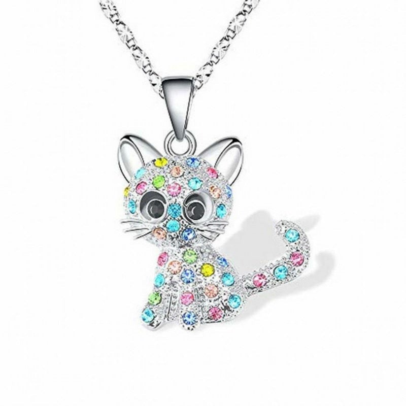 Ezüst Baby Kittens and Coloured Zirconia Nyaklánc