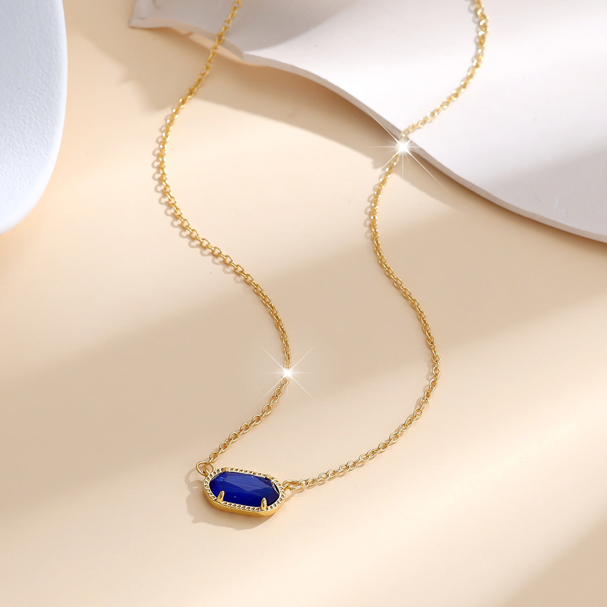 Classic Oval Zafír Nyaklánc | Arany