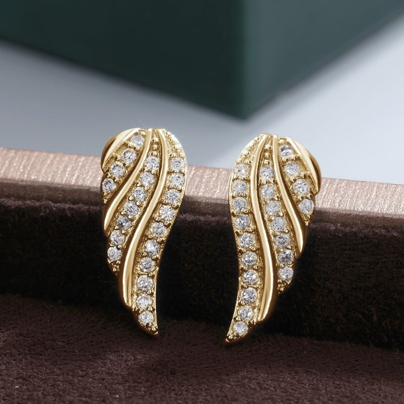 Modern Leaf Pave Fülbevaló | Arany