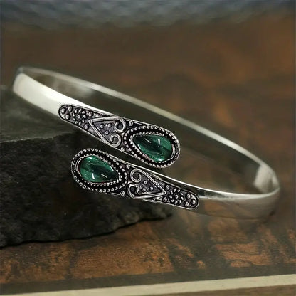 Ezüst Smaragd Vintage Bangle
