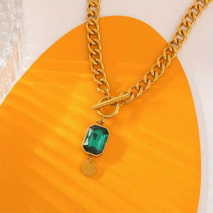 Chunky Chain Smaragd Pendant Nyaklánc | Arany