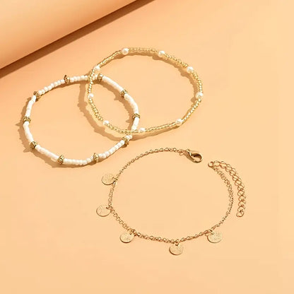 Coastal Medál 3-Piece Layered Anklet Készlet | Arany