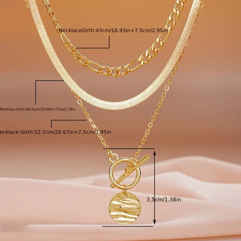 Savira Textured Coin Layered Nyaklánc | Arany