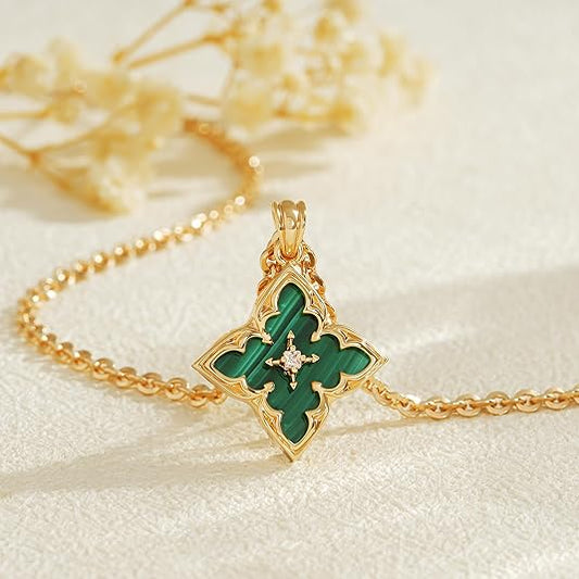 Smaragd Clover Pendant Nyaklánc | Arany
