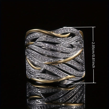Ezüst and Arany Woven Band Gyűrű