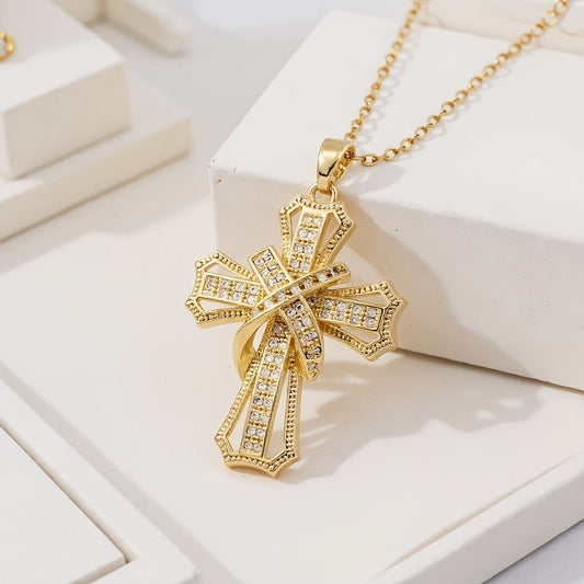 Radiant Cross Pendant Nyaklánc | Arany