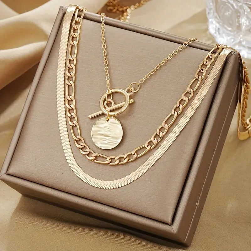 Savira Textured Coin Layered Nyaklánc | Arany