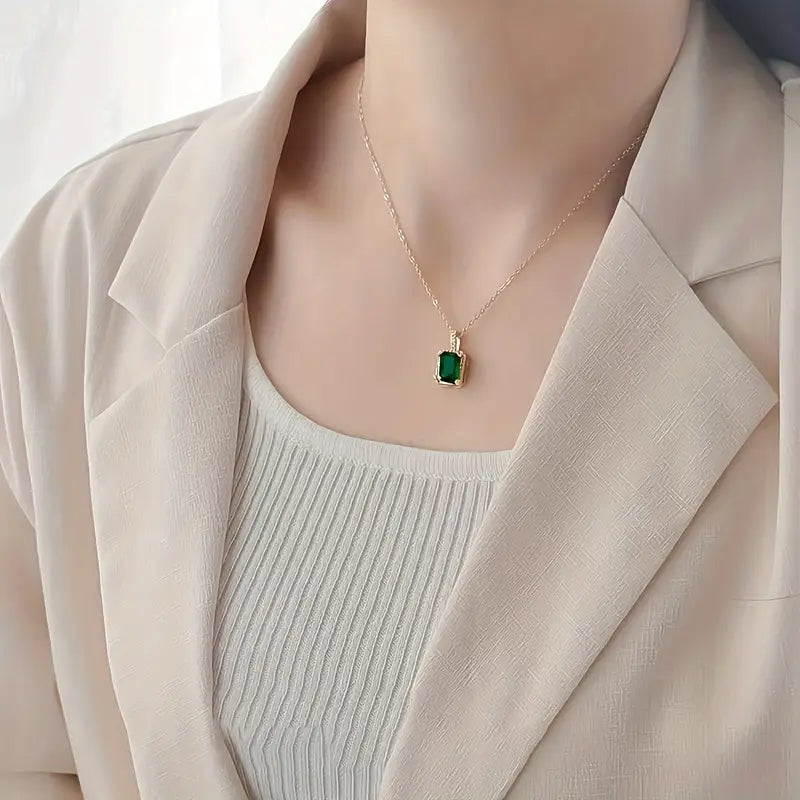 Arany Smaragd Rectangular Glória Nyaklánc