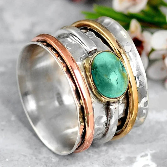 Ezüst Arany and Rose Arany Bezel Accent Gyűrű