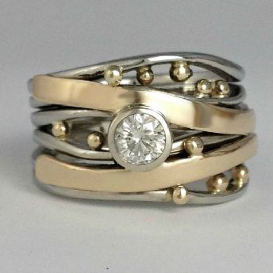Ezüst and Arany Bezel Wrap Gyűrű