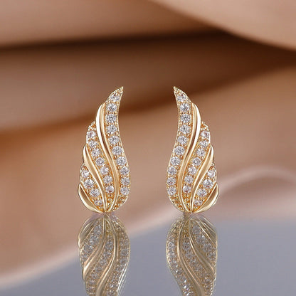 Modern Leaf Pave Fülbevaló | Arany