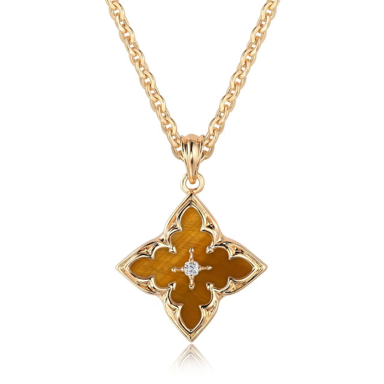Fehér Clover Pendant Nyaklánc | Arany