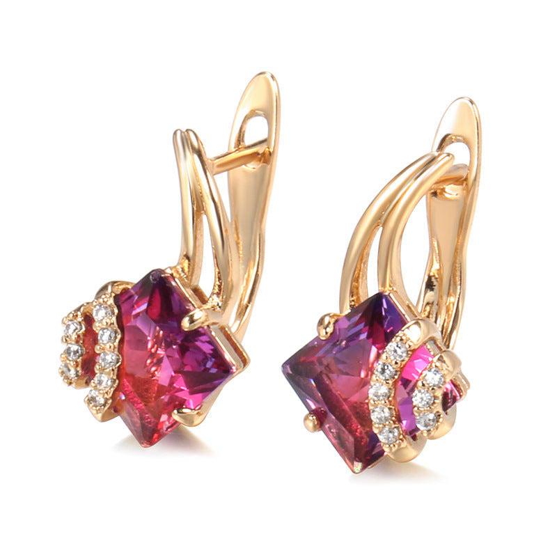 Crimson Square Kristály Fülbevaló | Rosegold