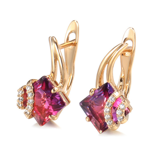Crimson Square Kristály Fülbevaló | Rosegold