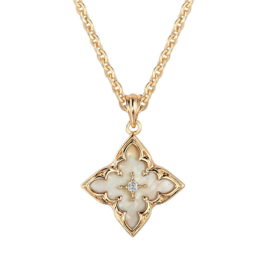 Fehér Clover Pendant Nyaklánc | Arany