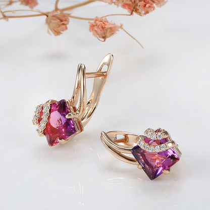 Crimson Square Kristály Fülbevaló | Rosegold