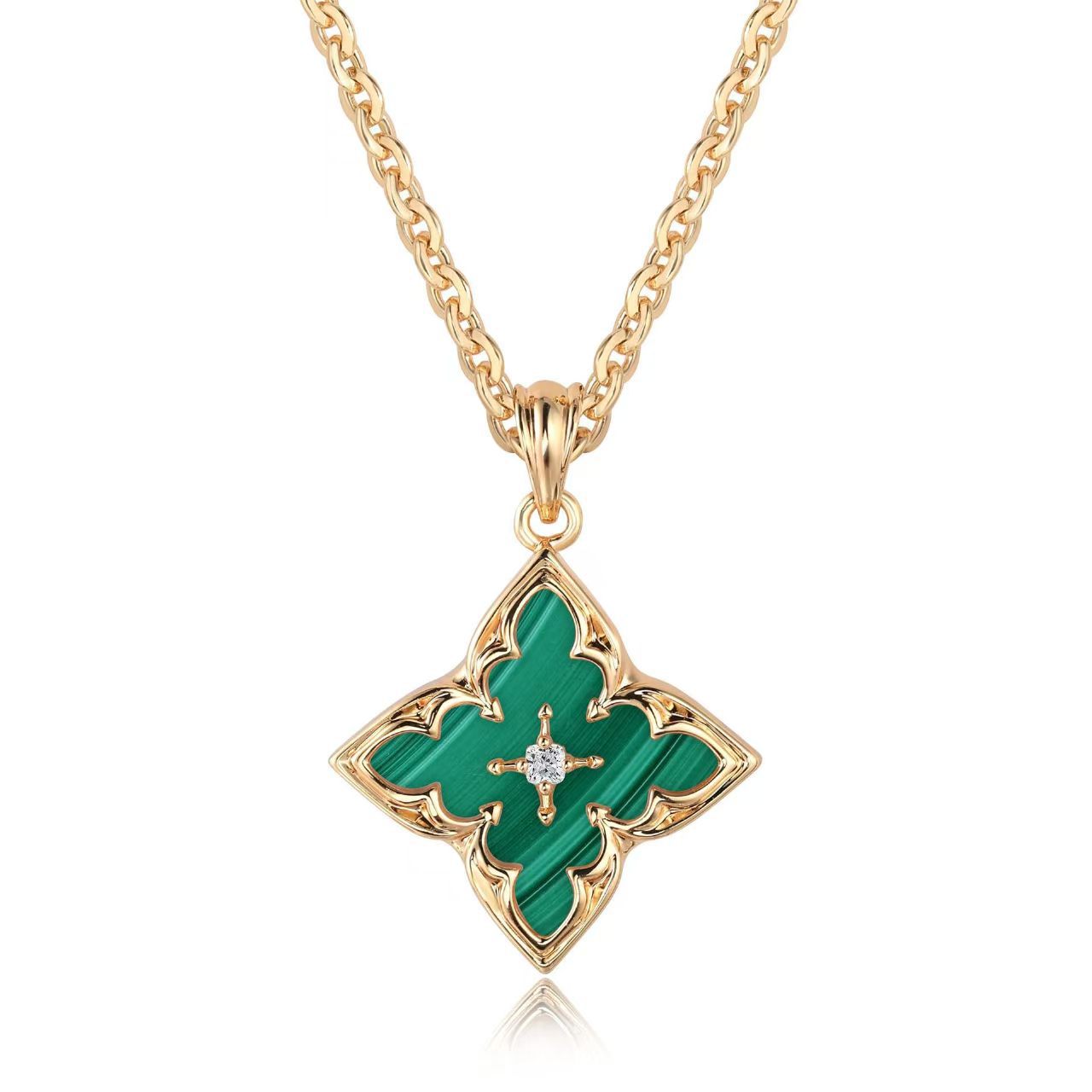 Fehér Clover Pendant Nyaklánc | Arany