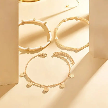 Coastal Medál 3-Piece Layered Anklet Készlet | Arany