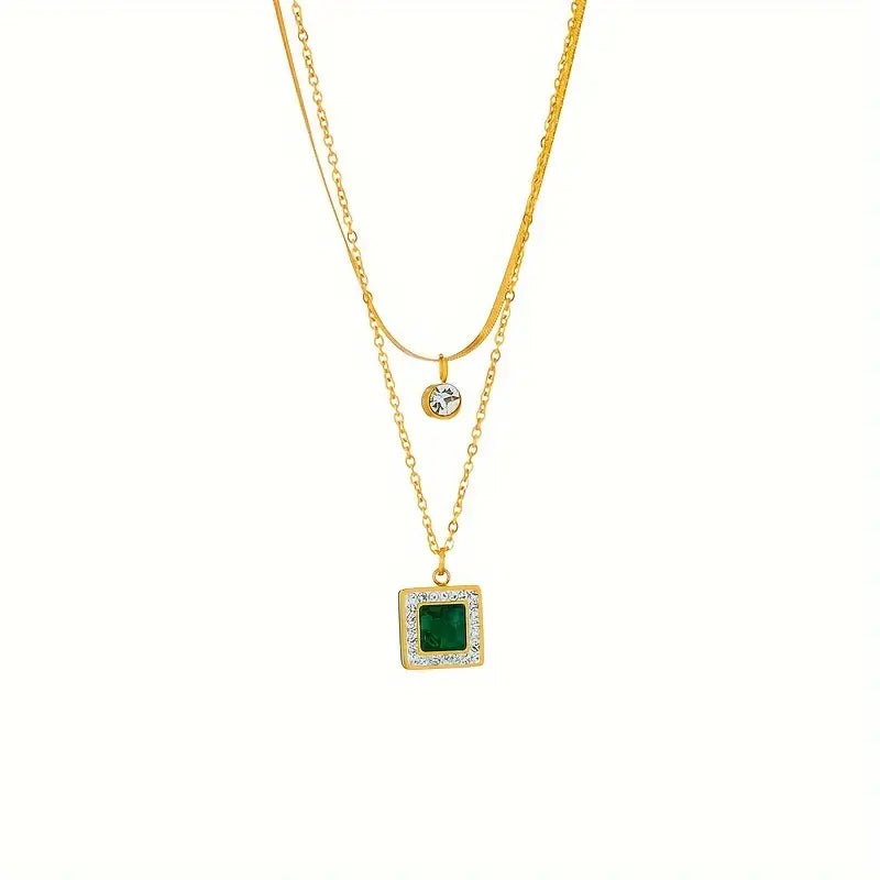 Arany Smaragd Layered Nyaklánc